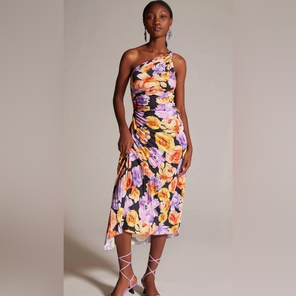 Anthropologie Geisha Designs Asymmetrical Hem Midi Dress